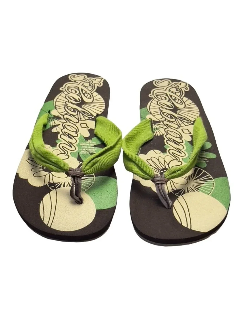 Women's Shoes COBIAN Flat Rubber Thongs Hawaiian Motif  Size 9 Hawaiian leisure